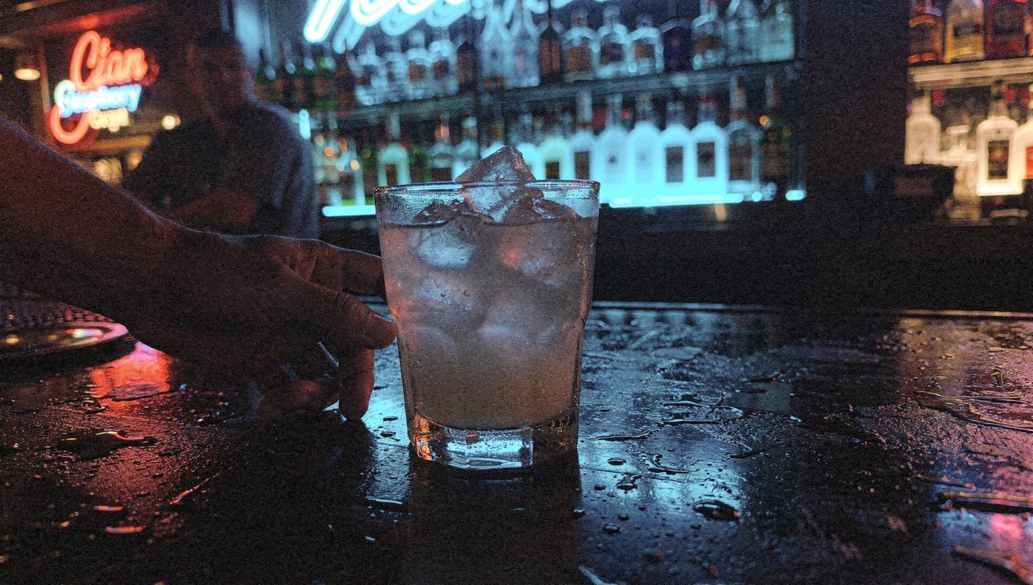 The Glasshouse cocktail bar at night